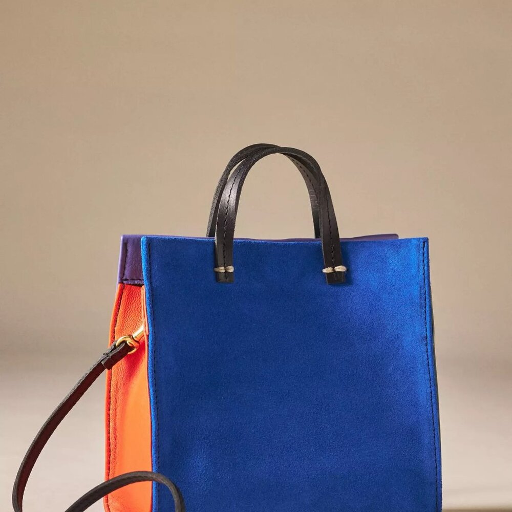 Clare V. Simple Tote Bebe Cobalt Suede Multi Colorblock